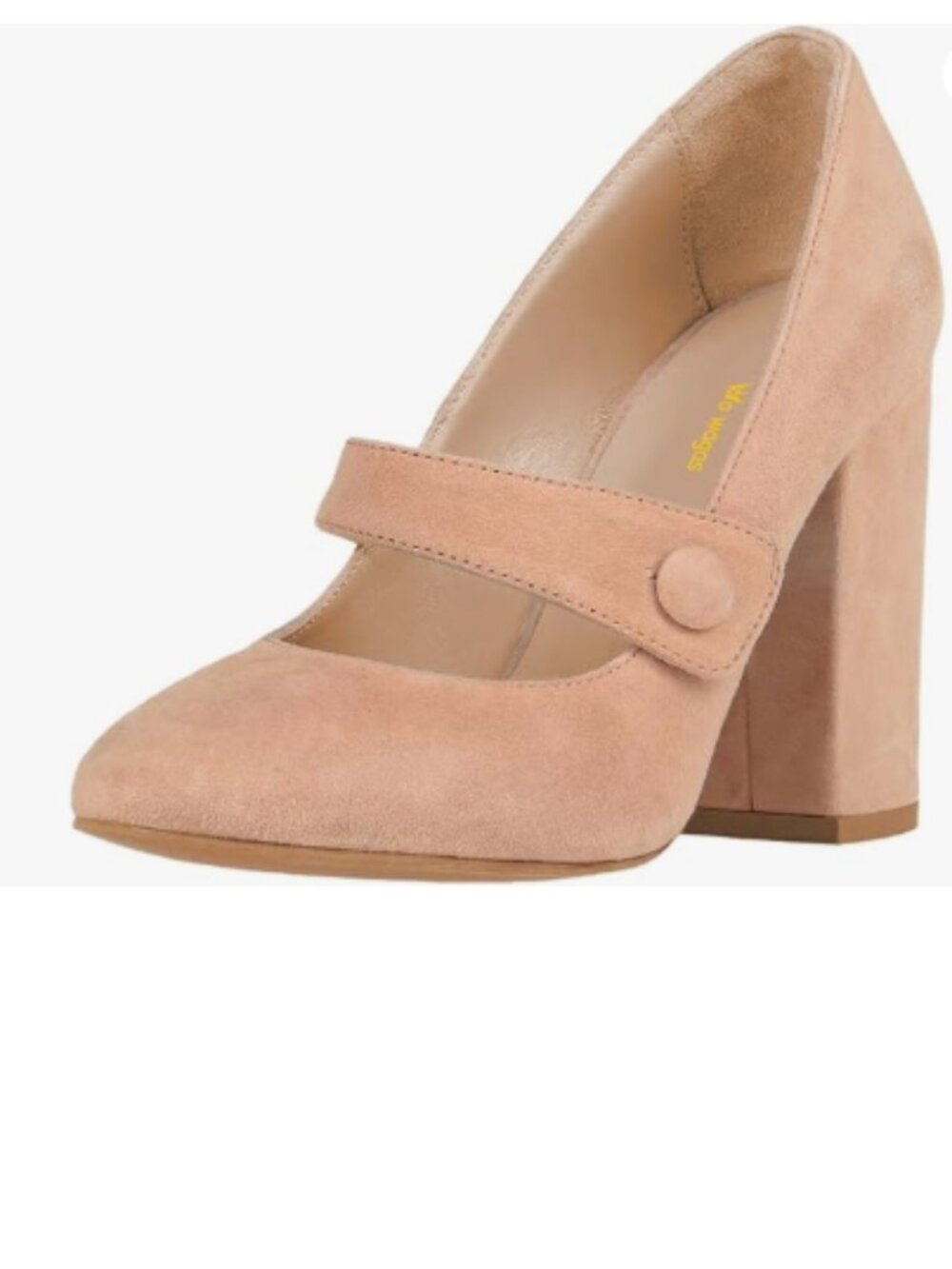Beige Lovely High Block Heel Mary Jane Shoes Closed Round Toe Single Strap Pumps